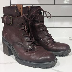 Zodiac Gemma Lug Leather Heal Boot Red/Brown 9.5